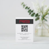 Chubby Monogram Wit Rood QR Code Visitekaartje (Staand voorkant)