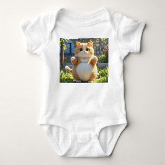 Chubby Oranje kat in Sunny Garden – Baby Bodysuit