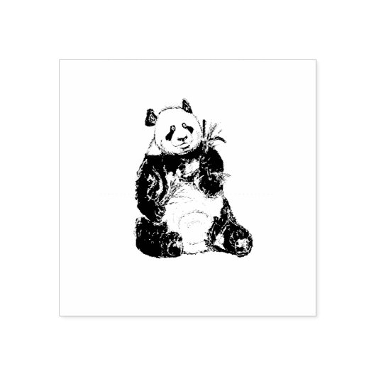 Chubby Panda Beer met Bamboo Rubberstempel (Afrduk)