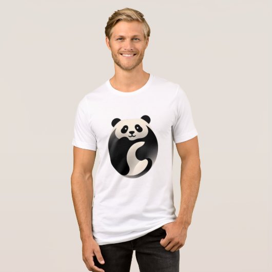 Chubby Panda - Schattigheid in zwart en wit Tri-Blend Shirt (Voorkant volledig)