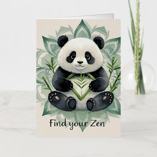 Chubby panda zittend in een lotus pose Zen Folie Wenskaart