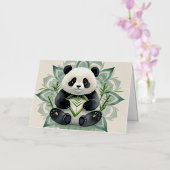 Chubby panda zittend in een lotus pose Zen Folie Wenskaart (Orchidee)