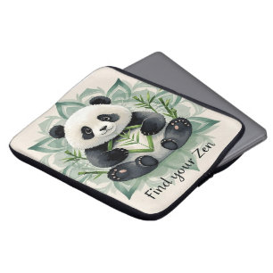 Chubby panda zittend in een lotus pose Zen Laptop Sleeve