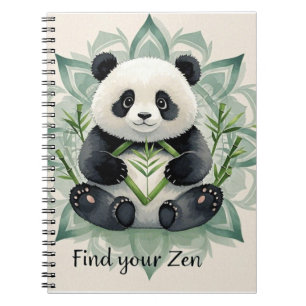 Chubby panda zittend in een lotus pose Zen Notitieboek