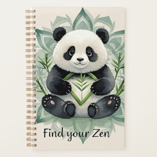 Chubby panda zittend in een lotus pose Zen Planner (Voorkant)