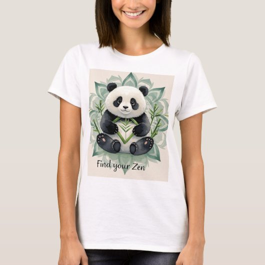Chubby panda zittend in een lotus pose Zen T-shirt (Voorkant)