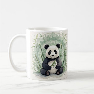 Chubby panda zittend in een lotushouding koffiemok