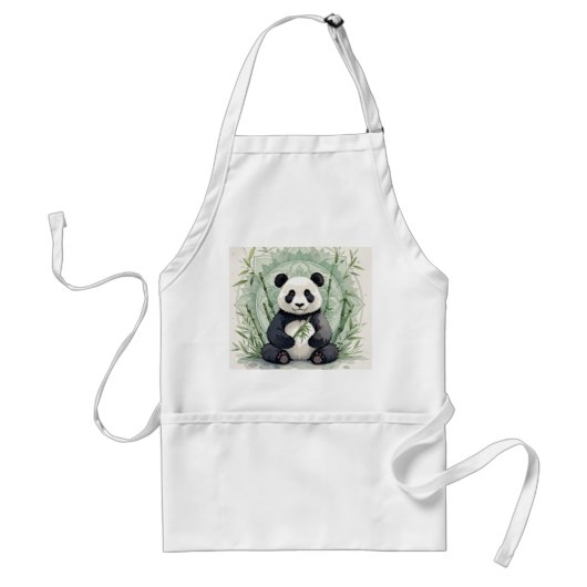 Chubby panda zittend in een lotushouding standaard schort (Voorkant)