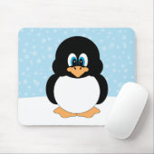 Chubby Penguin met Snowflakes Mousepad Muismat (Met muis)