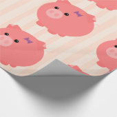 Chubby Pig met PInk Stripes Gift Wrap Cadeaupapier (Hoek)