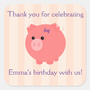 Chubby Pig met PInk Stripes Stickers