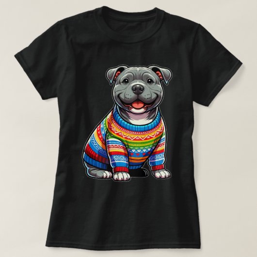 Chubby Pitbull Hond Puppy Trui Liefhebber T-shirt (Design voorkant)