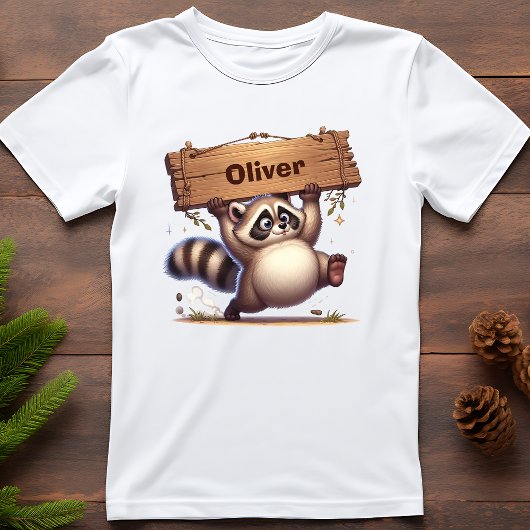 Chubby Raccoon met  naambord T-shirt