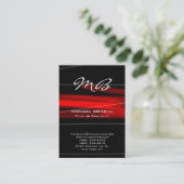 Chubby red black monogram uniek visitekaartje (Staand voorkant)