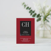 Chubby Red Black Stripe Monogram Visitekaartje (Staand voorkant)