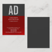 Chubby Red Gray Monogram Plain Visitekaartje (Voorkant / Achterkant)