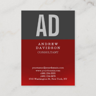 Chubby Red Gray Monogram Plain Visitekaartje