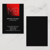 Chubby Red stripe monogram zwart visitekaartje (Voorkant / Achterkant)