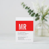 Chubby Red Striped Monogram White Visitekaartje (Staand voorkant)