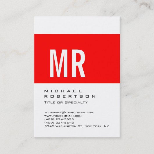 Chubby Red Striped Monogram White Visitekaartje (Voorkant)