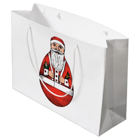 Chubby Rolly Polly Santa Large Gift Bag Cadeautasje (Achterkant Gekanteld)