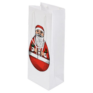 Chubby Rolly Polly Santa Wine Gift Bag Wijn Cadeautas