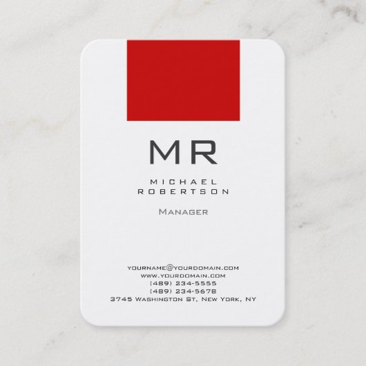 Chubby Ronde Corner White Red Visitekaartje (Voorkant)