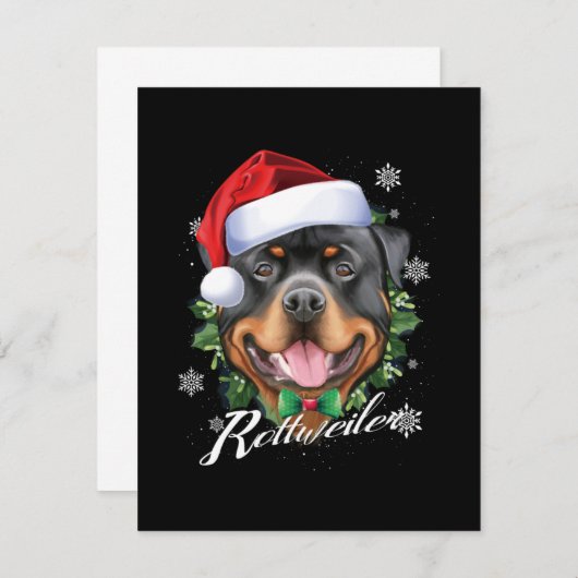 Chubby Rottweiler Dog Kerstmis RSVP Kaartje (Voorkant / Achterkant)