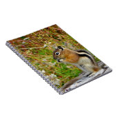 Chubby schattige chipmunk op houten stump notitieboek (Rechterzijde)