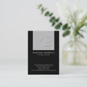 Chubby Silver Grijze visitekaartje met zwarte acht (Staand voorkant)