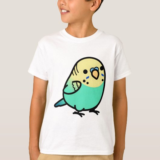 Chubby Sky Blue Yellow-head Budgie T-shirt (Voorkant)