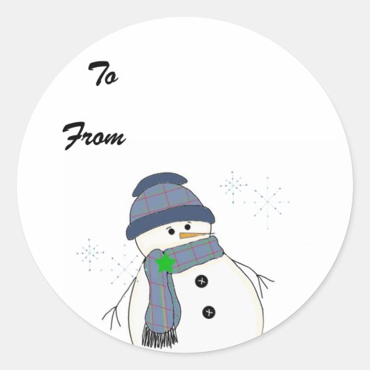 Chubby Snowman in Pset Ronde Sticker (Voorkant)