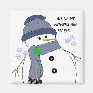 Chubby Snowman met Fun Gezegde Magneet
