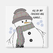 Chubby Snowman met Fun Gezegde Magneet (Voorkant)