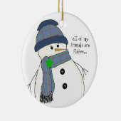 Chubby Snowman met Gezegde Keramisch Ornament (Rechts)