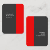 Chubby Stijlvol Grijs Rood Minimalistisch Modern Visitekaartje (Voorkant / Achterkant)