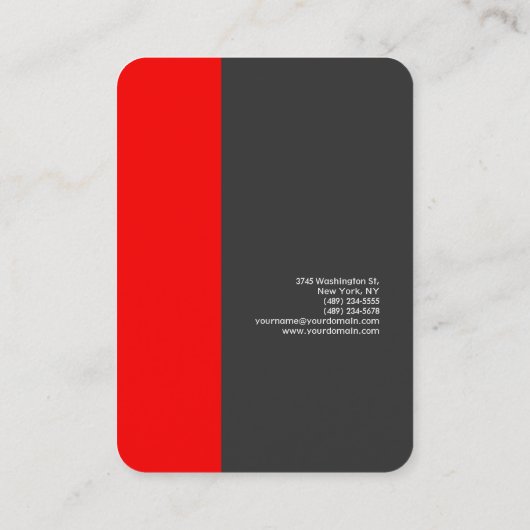 Chubby Stijlvol Grijs Rood Minimalistisch Modern Visitekaartje (Achterkant)