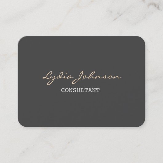 Chubby Stijlvol script Trendy grijze achtergrond Visitekaartje (Voorkant)