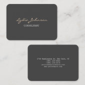 Chubby Stijlvol script Trendy grijze achtergrond Visitekaartje (Voorkant / Achterkant)