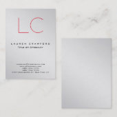 Chubby Stylish Monogram Metallic Silver Visitekaartje (Voorkant / Achterkant)