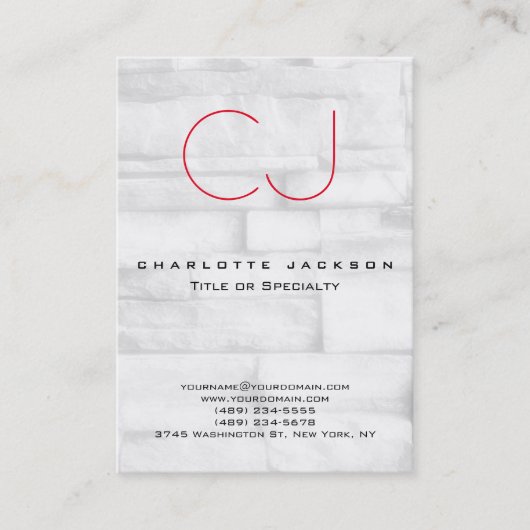 Chubby Stylish Monogram Wall Brick Achtergrond Visitekaartje (Voorkant)