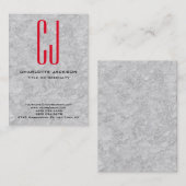 Chubby Stylish Red Monogram Gray Background Visitekaartje (Voorkant / Achterkant)