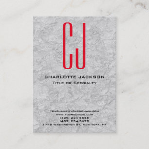 Chubby Stylish Red Monogram Gray Background Visitekaartje