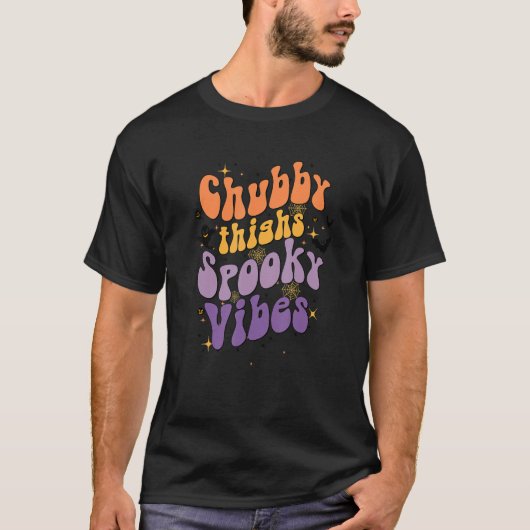 Chubby Thighs en Spooky Vibes Happy Halloween T-shirt (Voorkant)