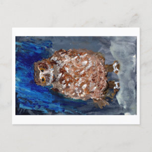 Chubby-uil met diepe blauwe achtergrond briefkaart