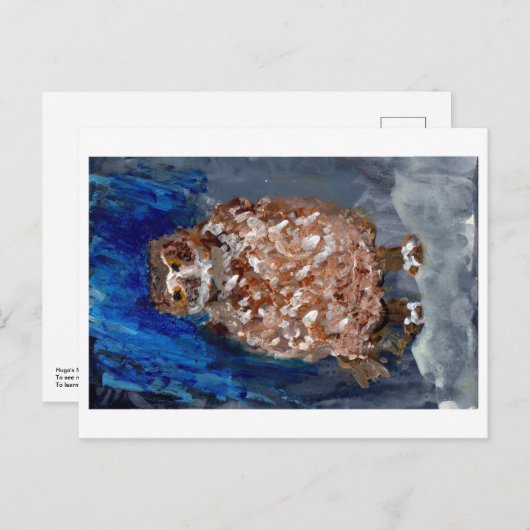 Chubby-uil met diepe blauwe achtergrond briefkaart (Voorkant / Achterkant)