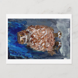 Chubby-uil met diepe blauwe achtergrond briefkaart