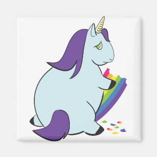 Chubby Unicorn Eating Rainbow Magneet