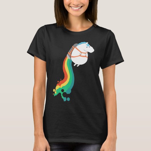 Chubby Unicorn Rainbow Jetpack T-shirt (Voorkant)