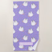 Chubby Unicorn Rainbow Stars Pattern Personalized Strandlaken (Voorkant)